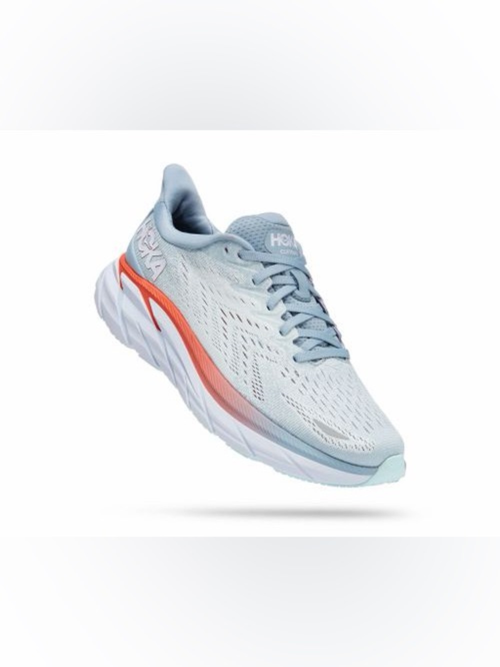 HOKA Clifton 8 Women’s 9.5B Blue White Coral Running Shoes Athletic Shoes 👟